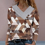 Leá Martin® - Bruine blouse met geometrische texturen