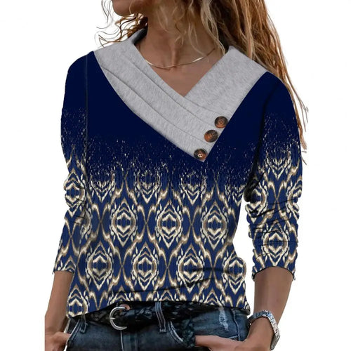 Leá Martin® - Blauw blouse met geometrische texturen
