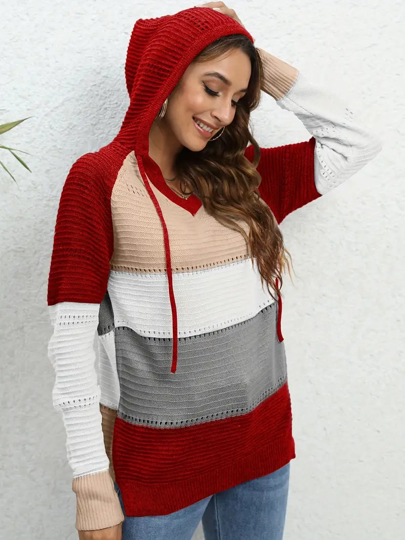 Sweater met kraag en kleurblok