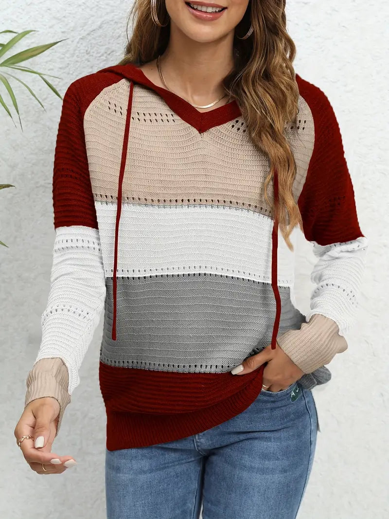 Sweater met kraag en kleurblok