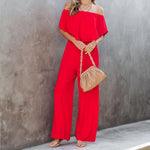 SANNE - Geraffter schulterfreier Jumpsuit