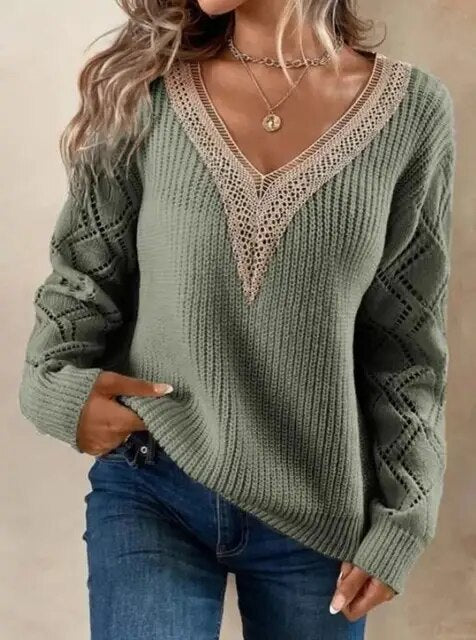 Élise Fauve® - Cropped V-hals Drop Sweater